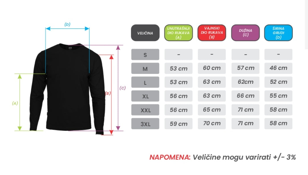 Majica dugih rukava - okrugli vrat